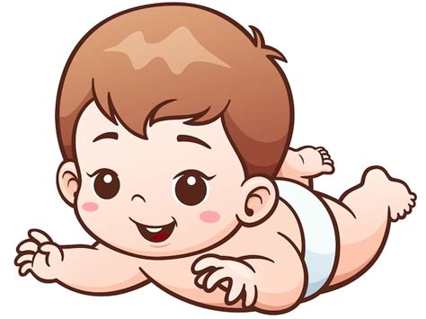 Bebê Bonito Dos Desenhos Animados Aprender A Engatinhar Vetor Premium