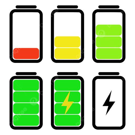Battery Icon Set Low To Full Battery Set Phone Battery Battery Icon Png And Vector With
