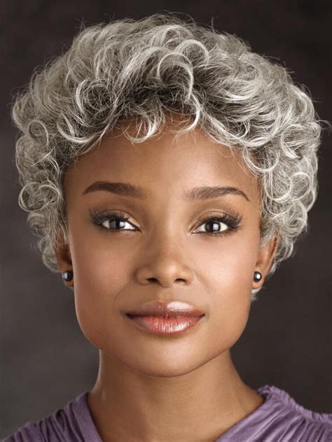 Old Women Grey Curly Short Hair Cap Wigs