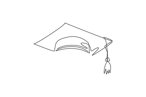 Graduation Cap Single Continuous Line University Graduation Hat