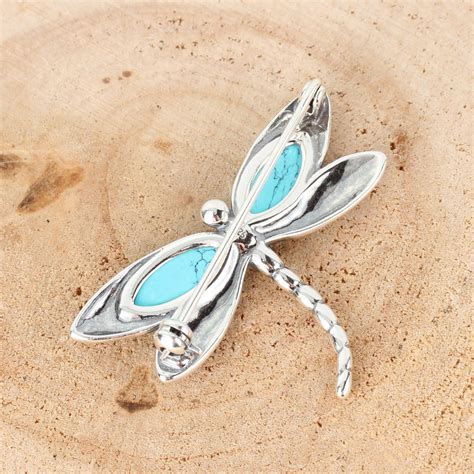 Sterling Silver Dragonfly Genuine Turquoise Oxidised Etsy