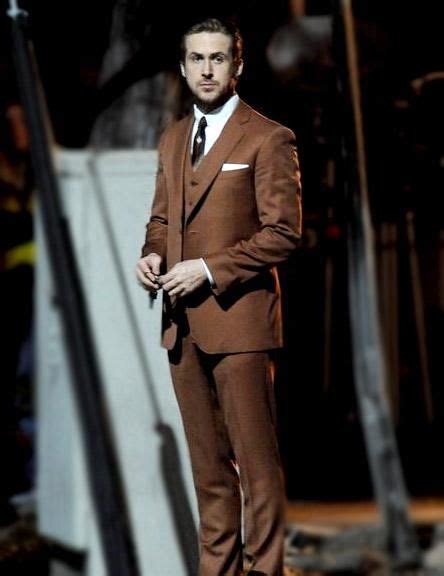 Ryan Gosling La La Land Brown Suit Celebscloting Brown Suits Groom And Best Man Outfits
