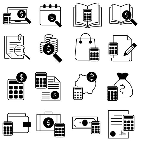 Bookkeeping Icon Vector Set Budget Illustration Sign Collection