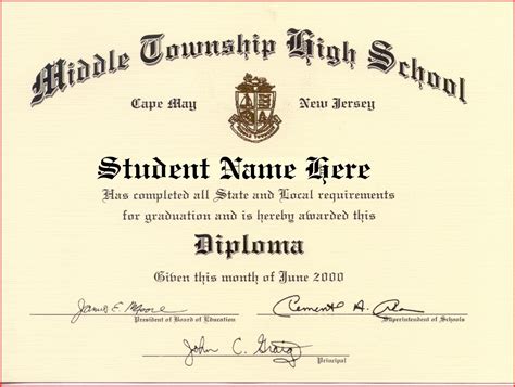 High School Diploma Template Printable Certificate Templates