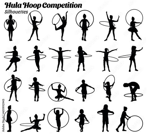 Collection Of Vector Illustrations Of Silhouettes Of Children Competing