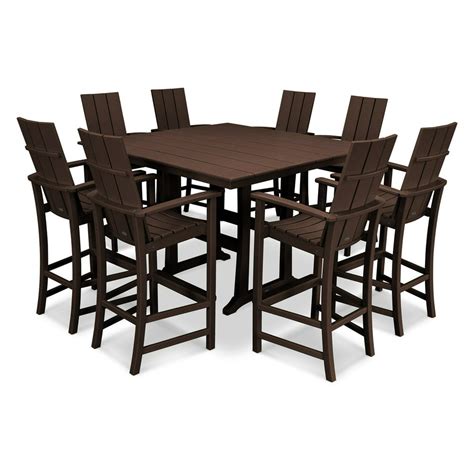 Polywood® Modern Trio Farmhouse Recycled Plastic 9 Piece Adirondack Bar