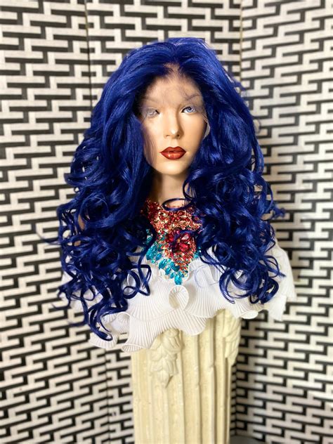 Blueberry Blue 22 Hair Luxurious Illusion Lace Front Wig Etsy