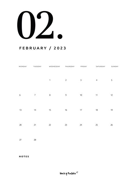 Free Printable February 2023 Calendars World Of Printables Framed