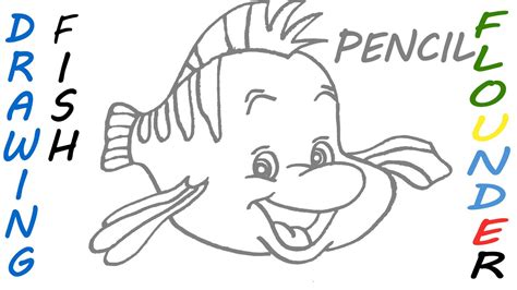 How To Draw Flounder From The Little Mermaid Step By Step Easy For Kids