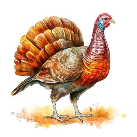 Watercolor Turkey Bird Drawing Thanksgiving Day Holiday Vector