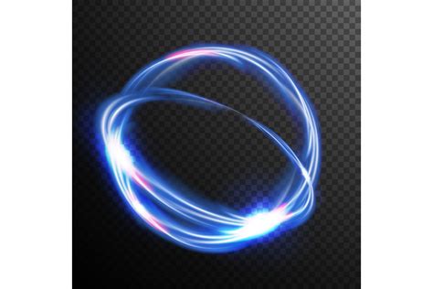 Blue Circles Glow Light Effect Vector Round Wave Magic Neon Flash