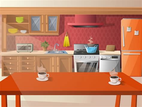 Kitchen Cartoon Images Cartoon Of Kitchen Interior Royalty Free