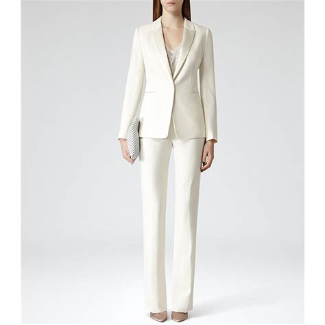 Popular Ivory Formal Pants Suits Women Business Suits Female Office