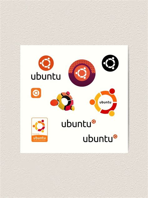 Ubuntu Linux Sticker Set Art Print For Sale By Yourgeekside Redbubble