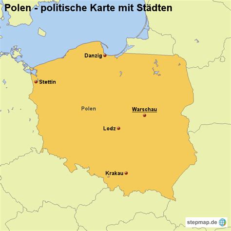 Stepmap Landkarte Polen Politische Karte Mit Städten Landkarte