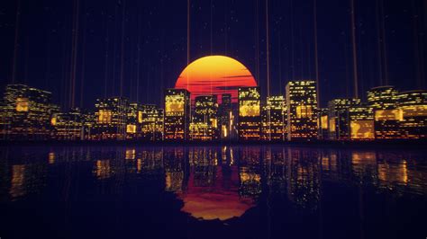2560x1440 Abstract City Retro Sunset Night 4k 1440p