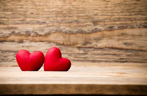 Hd Wallpaper Two Red Heart Decors Love Background Wallpaper Mood