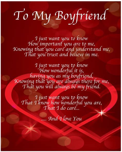 To My Boyfriend Poem Birthday Christmas Valentines Day T Present