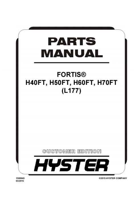 Hyster L177 Parts Catalog Parts Book