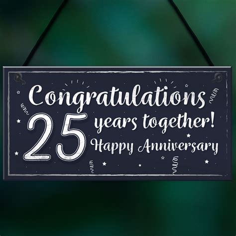 Congratulations 25th Wedding Anniversary T Plaque Silver