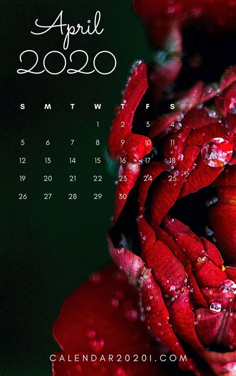 April 2020 Floral Calendar Printable Calendar 2020 In 2020