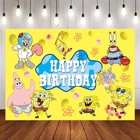 Spongebob Squarepants Backdrops Cartoon For Children Birthday Party