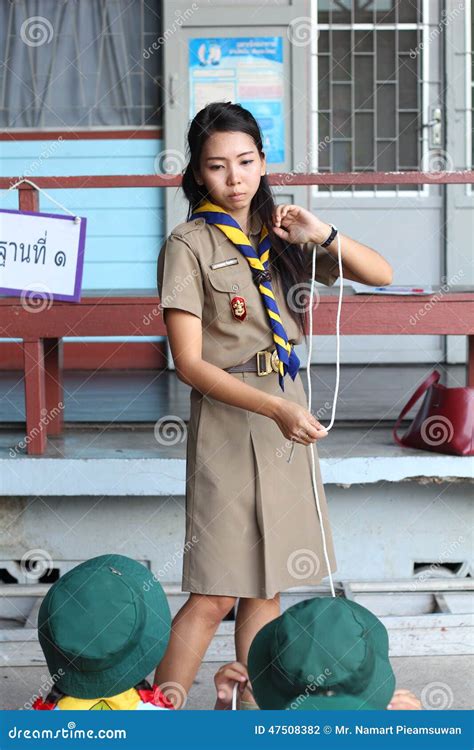 Thai Teacher Girl Scouts Stock Photo Image Of Happy 47508382