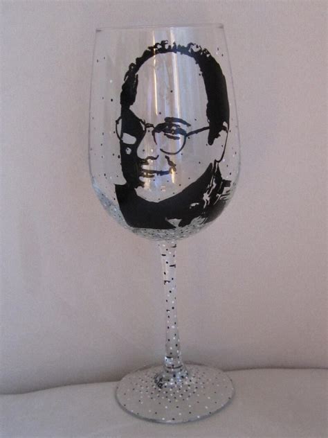 Hand Painted Wine Glass Set Of 4 Seinfeld Tv Sitcom Etsy