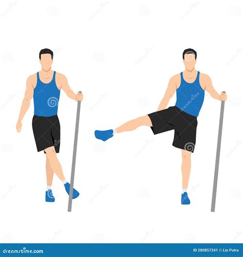 Man Doing Side Lateral Leg Or Hip Swings Exercise Stock Illustration