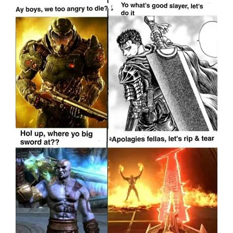 The Doom Slayer Has Found Some New Friends Slayer Meme Funny Gaming Memes Anime Memes Funny