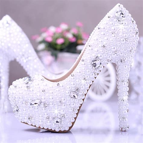 Gorgeous Bridal Shoes 14cm Super High Heel Dress Shoes White Elegant
