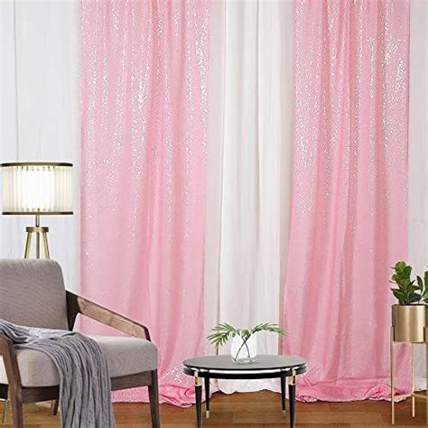 2pcs Pink Glitter Sequin Curtains Backdrops Drapes 2ftx8ft Party