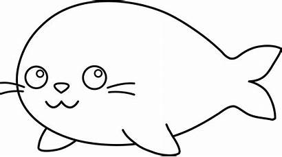 Seal Seals Cartoon Line Coloring Clip Pages