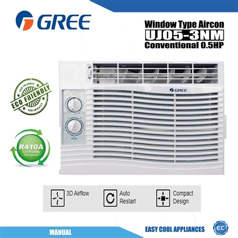 Gree 05hp Window Type Ac Conventional Manual Shopee Philippines
