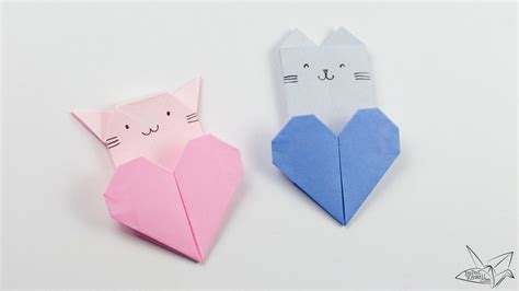 Origami Cat Heart Tutorial Origami Heart Pocket Origami Cat Cute
