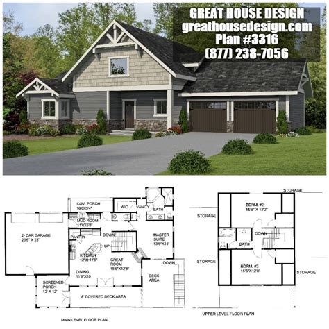 3 Level Northwest Style Home Plan 3316 Toll Free 877 238 7056