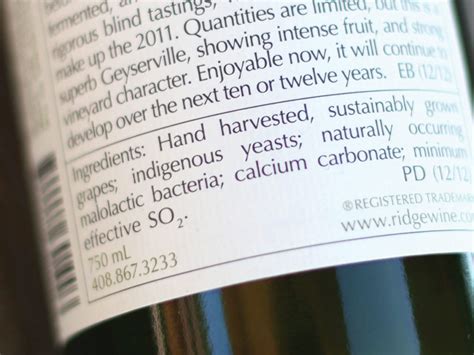 Ingredient Labeling And Transparency In Our Wine Ridge Vineyards