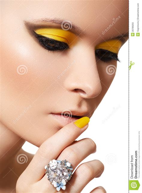Fashion Make Up Glamour Model Face Bright Makeup Stock