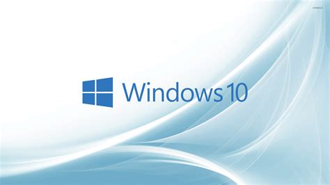 Windows 10 Blue Text Logo On Light Blue Curves Wallpaper Computer