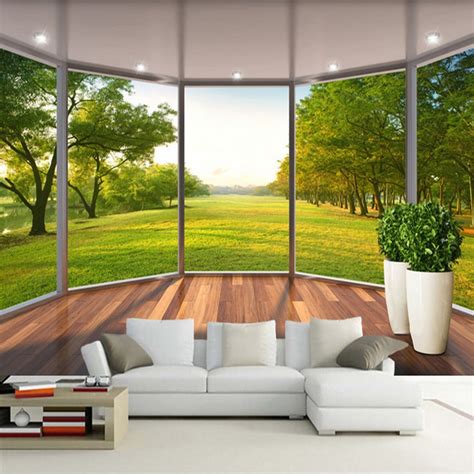 Buy 3d Stereo French Window Green Grass