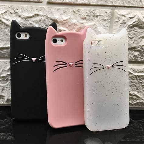 5s Iphone 55sse Silicone Cute 3d Glitter Tpu Cat Phone Cases Soft Cover