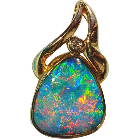 14k Natural 5ctw Vibrant Australian Boulder Opal Pendant For Necklace