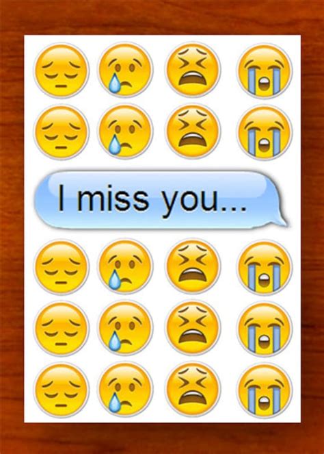 I Miss You Emoji Card Digital Download By Ohlookitsartsy On Etsy