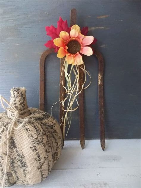 Autumn Fall Decor Rusty Hay Pitch Fork By 3vintagehearts On Etsy