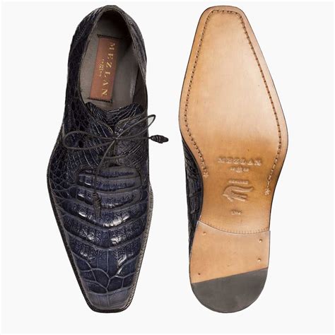 Mezlan Anderson Navy Blue All Over Genuine Crocodile Shoes With