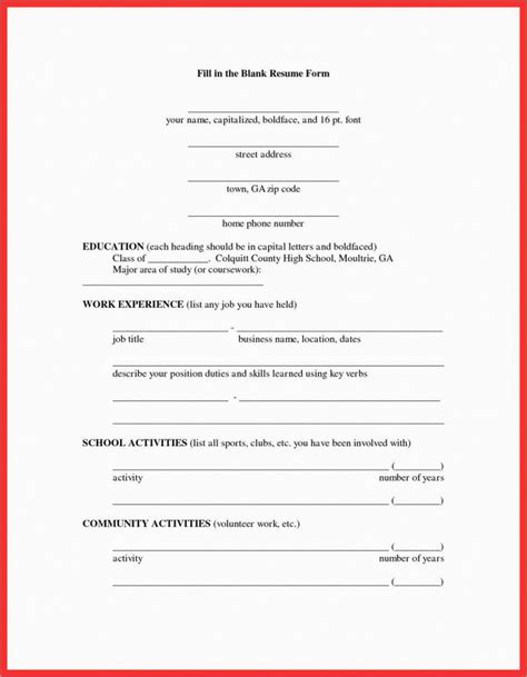 12 Clean Resume To Fill Out And Print In 2020 Resume Form Resume