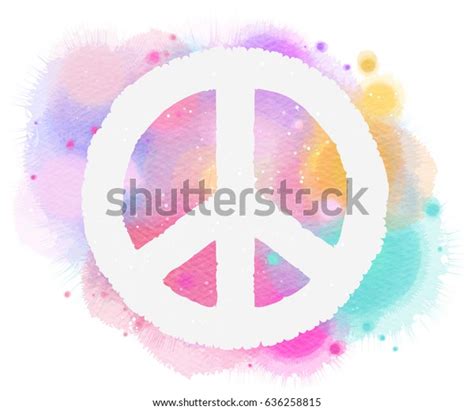 Watercolor Peace Symbol Digital Art Painting Stock Illustration