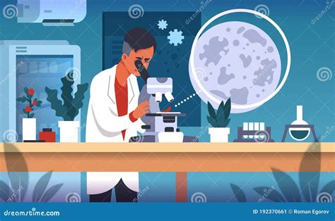 Scientist In Lab Cartoon Concept Of Laboratory Research Scientific
