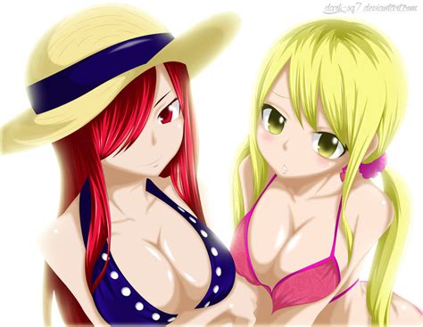 erza and lucy sexy bikini sexy hot anime and characters fan art 38834759 fanpop