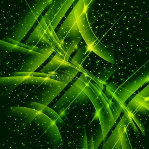 Emerald Green Gradient Background Wavy Shiny Lines Stock Illustration